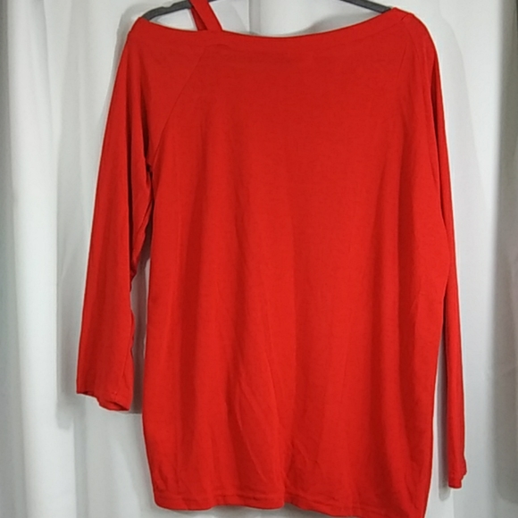 Cherry Red Kendra Cold Shoulder Top - Picture 4 of 7